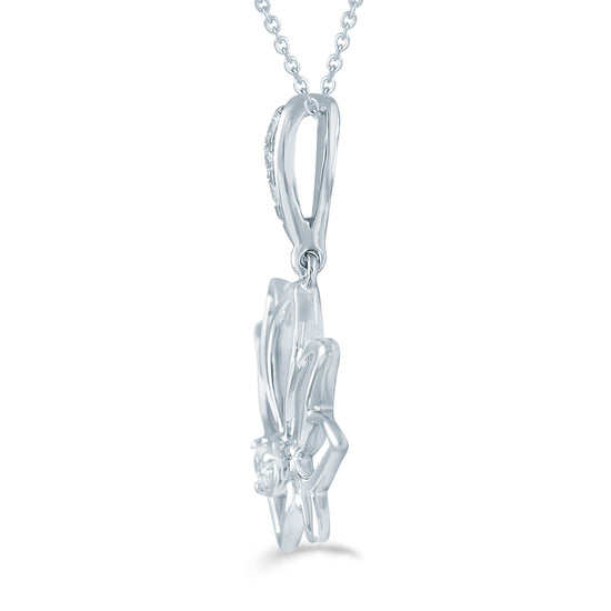 1/10 CT TW Diamond Lotus Pendant Set in Sterling Silver with 18" cable chain - Fifth and Fine