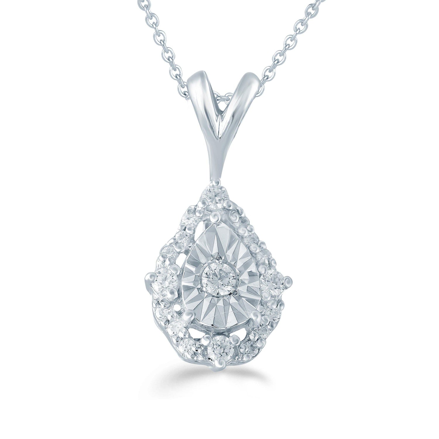 1/10CT TW Diamond Pear Cluster Fashion Pendant in Sterling Silver - Fifth and Fine