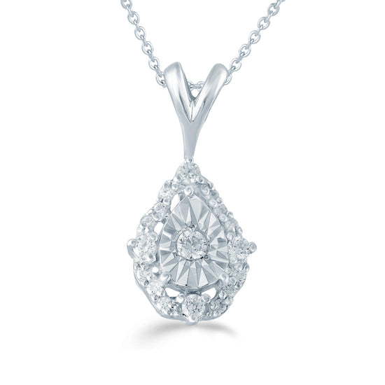 1/10CT TW Diamond Pear Cluster Fashion Pendant in Sterling Silver - Fifth and Fine