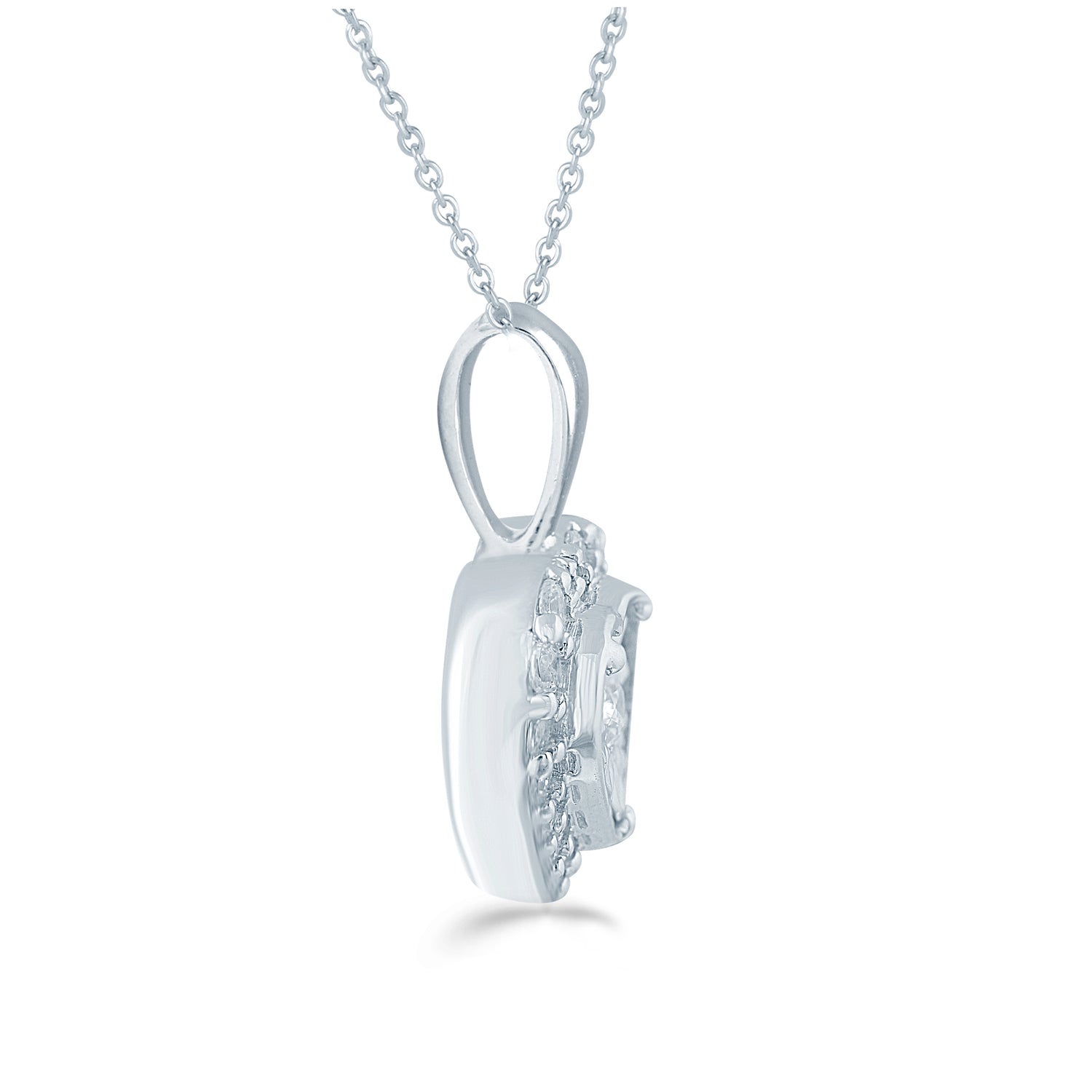 Diamond Heart Lock Necklace 1/8 ct tw Round-cut Sterling Silver 18