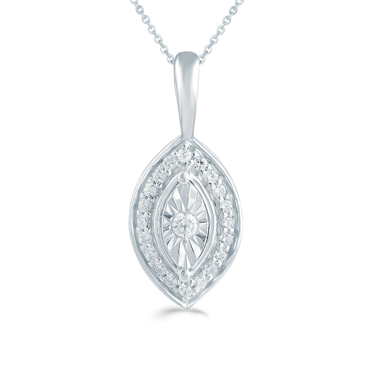 1/10CT TW Diamond Marquise Shaped Pendant in Sterling Silver with 18" cable chain - Fifth and Fine