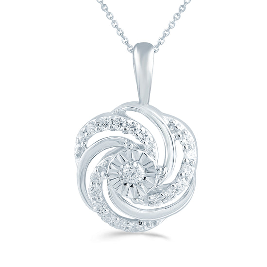 1/6CT TW Diamond Swirl Cluster Fashion Pendant in Sterling Silver