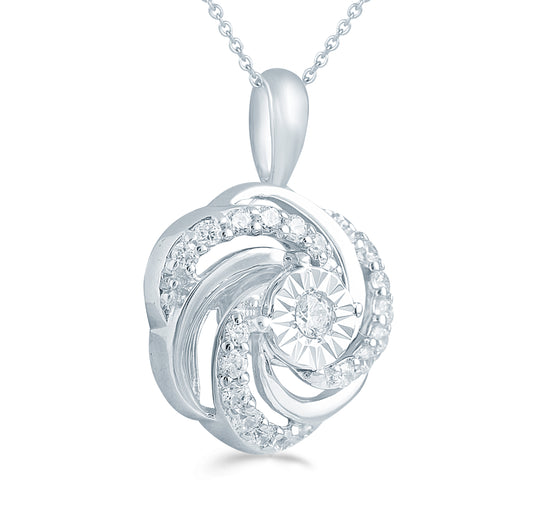 1/6CT TW Diamond Swirl Cluster Fashion Pendant in Sterling Silver