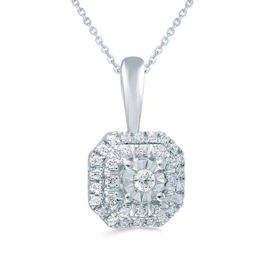 1/6CT TW  Diamond cushion Cluster Fashion Pendant in Sterling Silver - Fifth and Fine
