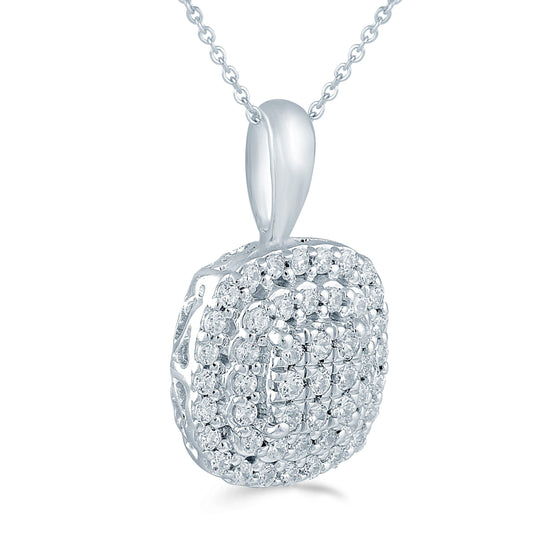 1/4CT TW Diamond Cushion Cluster Fashion Pendant in Sterling Silver - Fifth and Fine