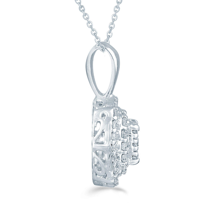 1/4CT TW Diamond Cushion Cluster Fashion Pendant in Sterling Silver - Fifth and Fine