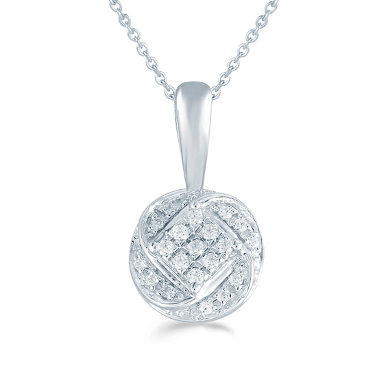 1/10CT TW Diamond Round Cluster Fashion Pendant in Sterling Silver - Fifth and Fine