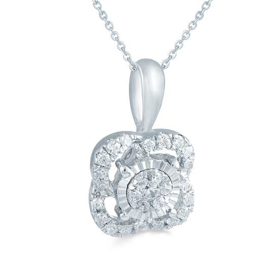 1/8CT TW Diamond floral Cluster Fashion Pendant in Sterling Silver