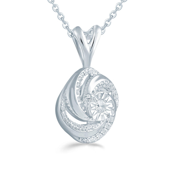 1/6CT TW Diamond Cushion Swirl Cluster Fashion Pendant in Sterling Silver - Fifth and Fine