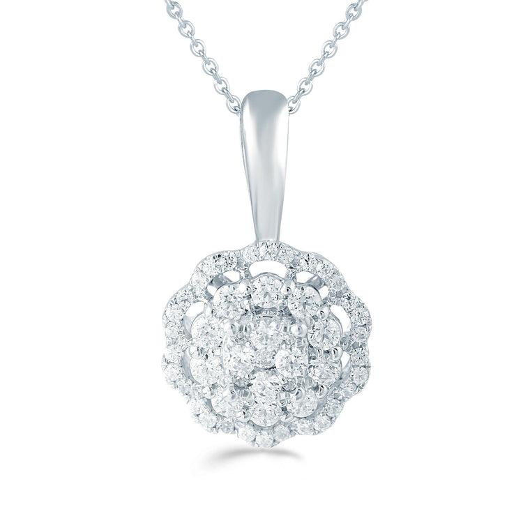 1/3CT TW Diamond Round Cluster Fashion Pendant in Sterling Silver - Fifth and Fine