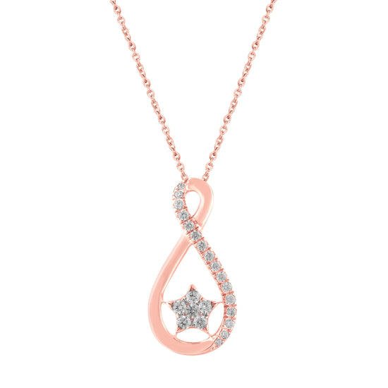 1/5 CT TW Diamond Infinity Floating Star Pendant Necklace in 925 Sterling Silver in Rose Gold