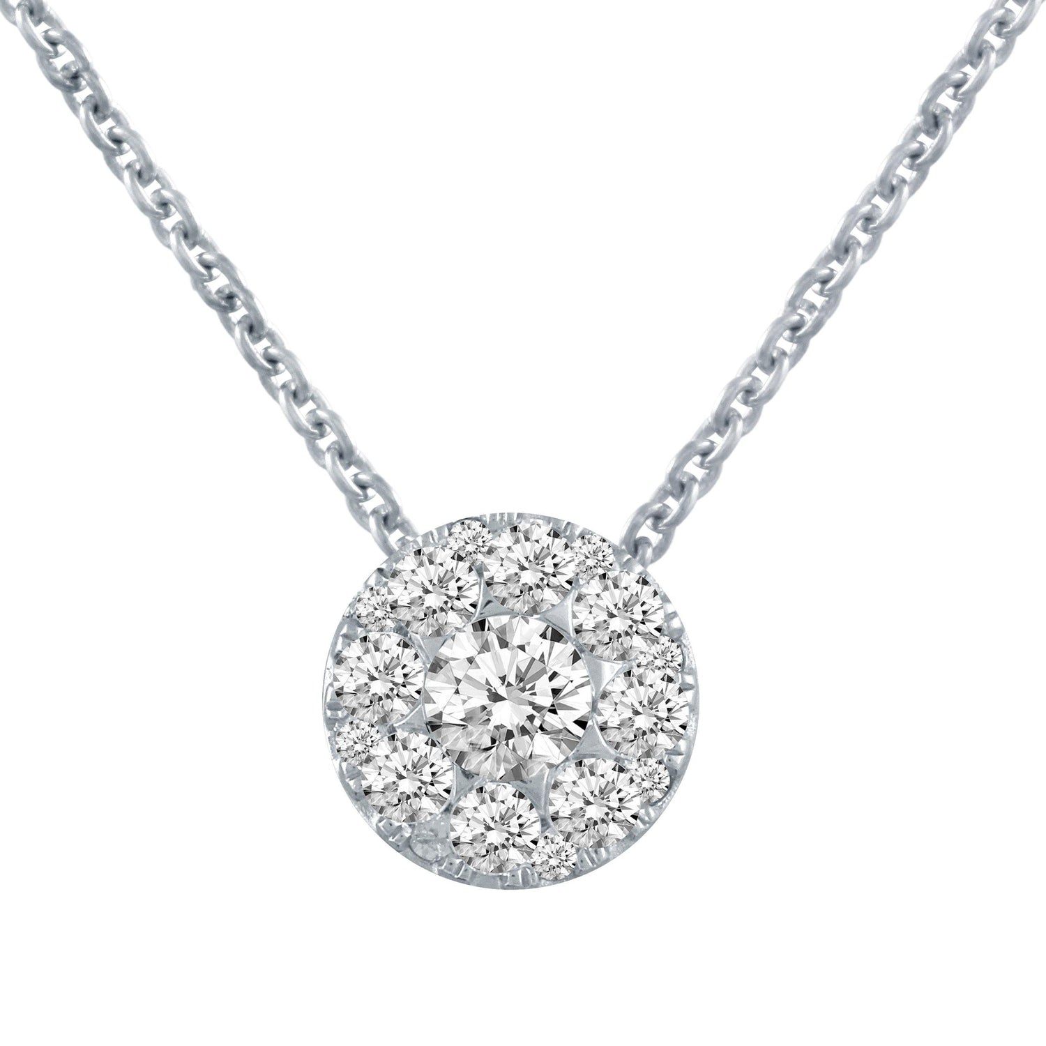 1/4CT TW Diamond cluster Pendant in Sterling Silver with 18inch cable chain - Fifth and Fine