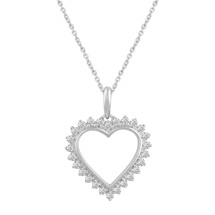 1ct tw Diamond Heart Pendant in Sterling Silver
