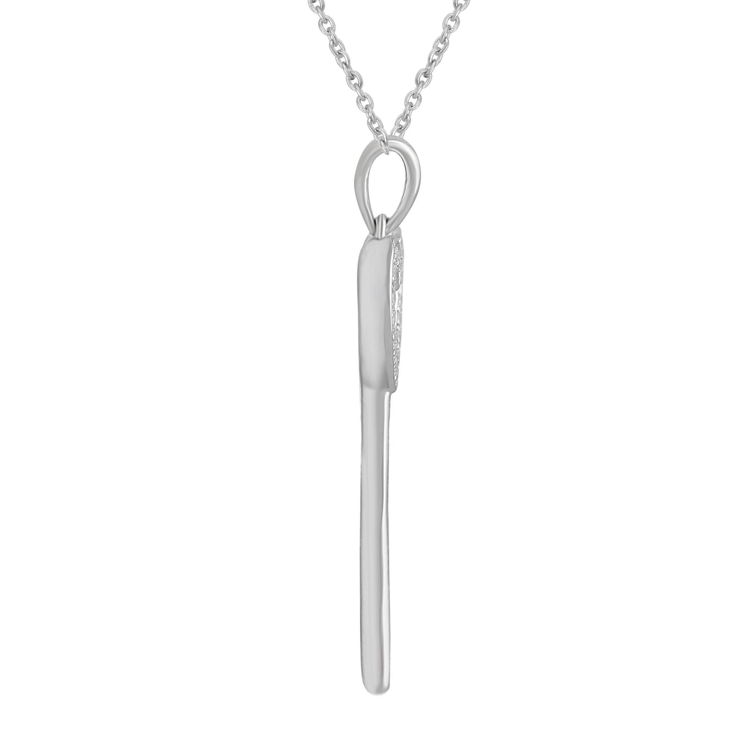 1/10CT TW Diamond Key Pendant in Sterling Silver with 18in Cable Chain - Fifth and Fine
