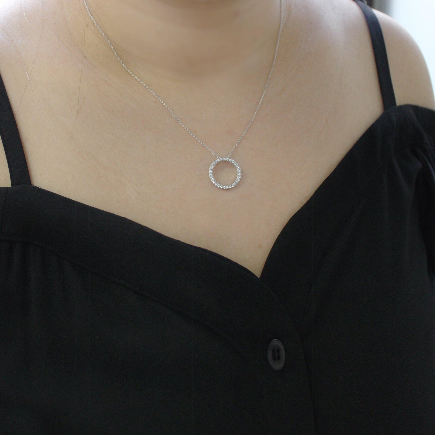 1/4ct tw Diamond Circle Pendant in Sterling Silver fifthandfine affordable jewelry