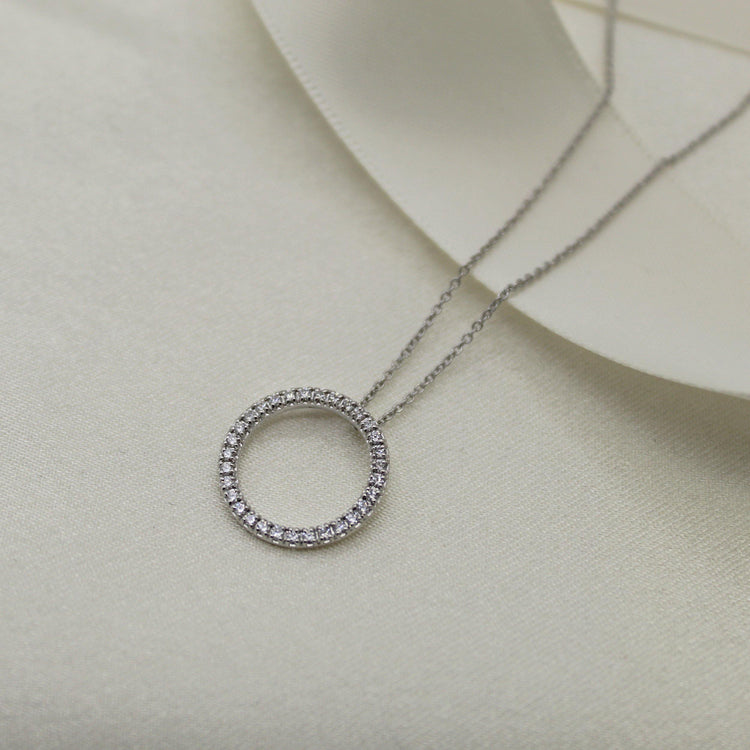 1/4ct tw Diamond Circle Pendant in Sterling Silver fifthandfine affordable jewelry