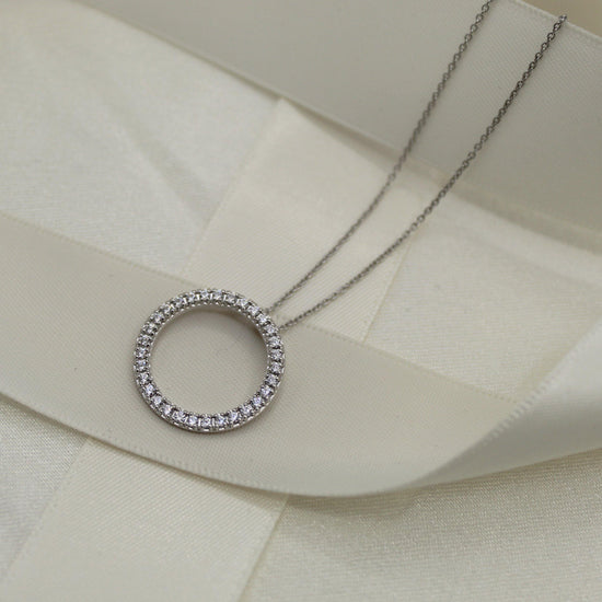 1/2ct tw natural Diamond Circle Pendant in Sterling Silver affordable fifthandfine