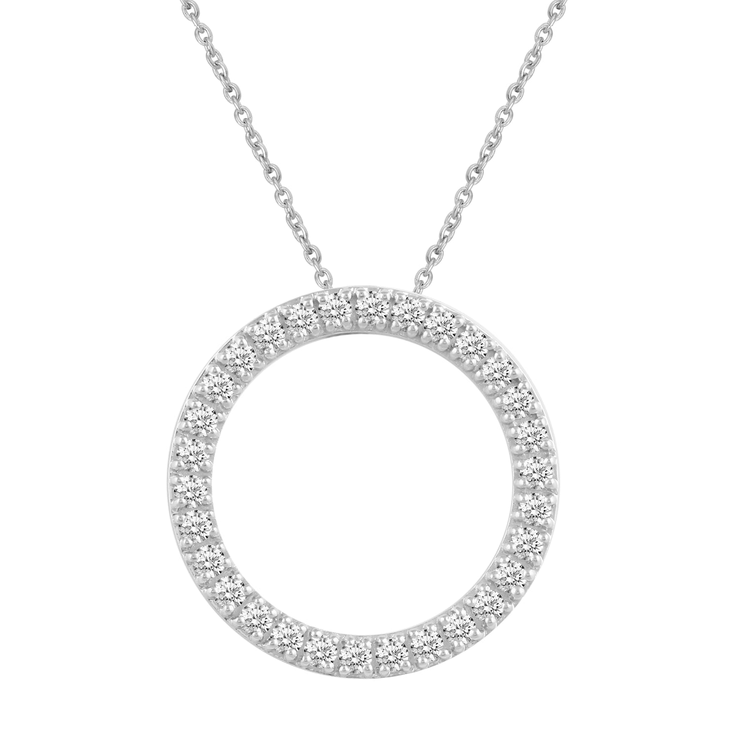 3/4ct tw Natural Diamond Circle Pendant in Sterling Silver fifthandfine jewelry