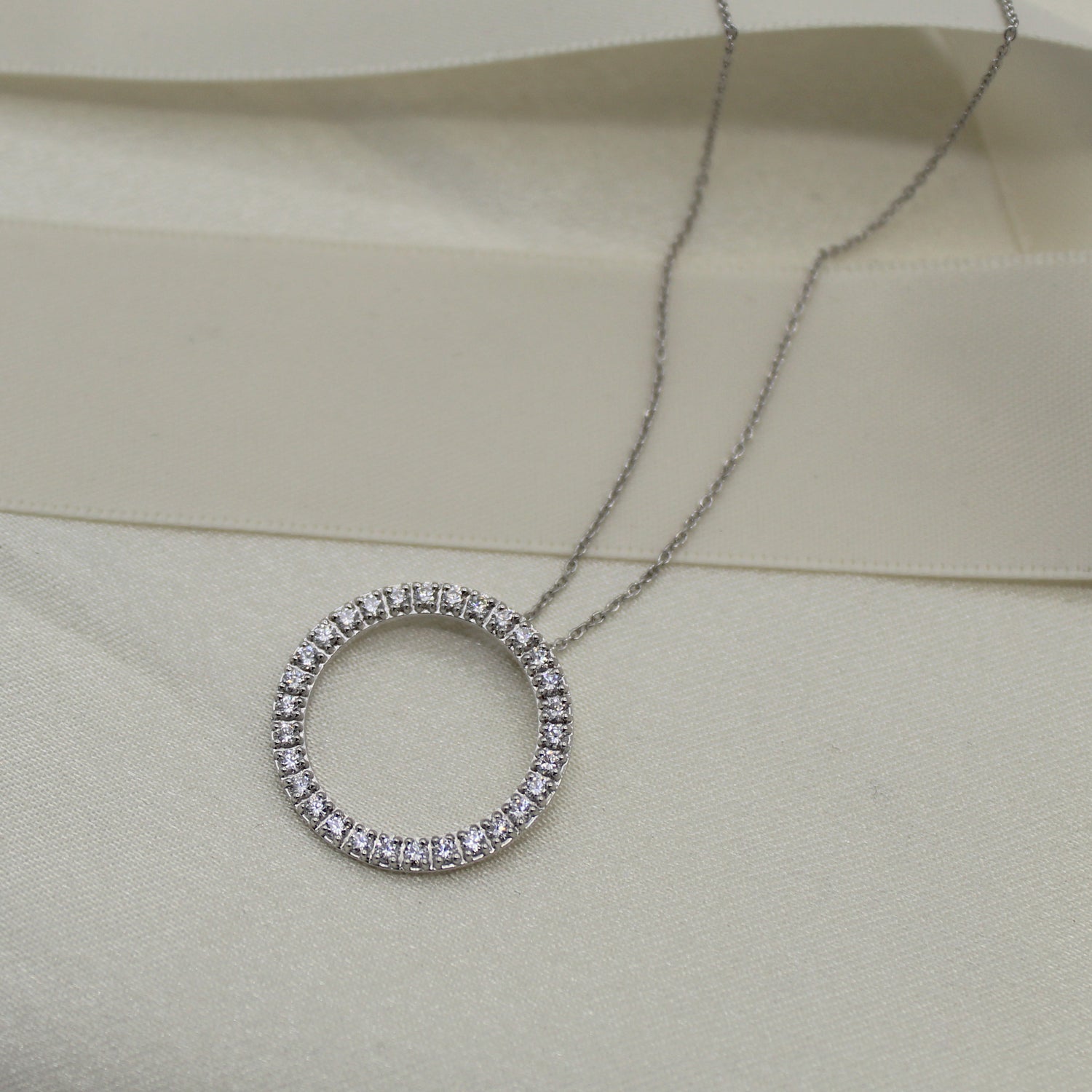 3/4ct tw Natural Diamond Circle Pendant in Sterling Silver fifthandfine jewelry