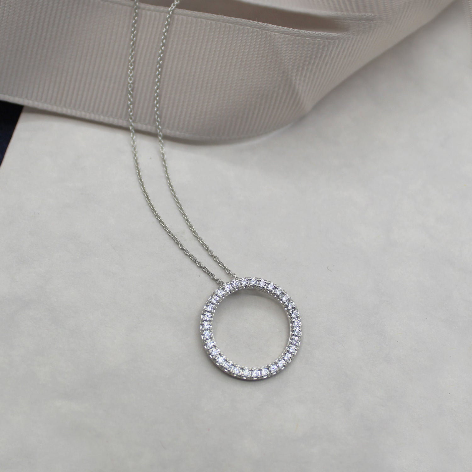 3/4ct tw Natural Diamond Circle Pendant in Sterling Silver fifthandfine jewelry