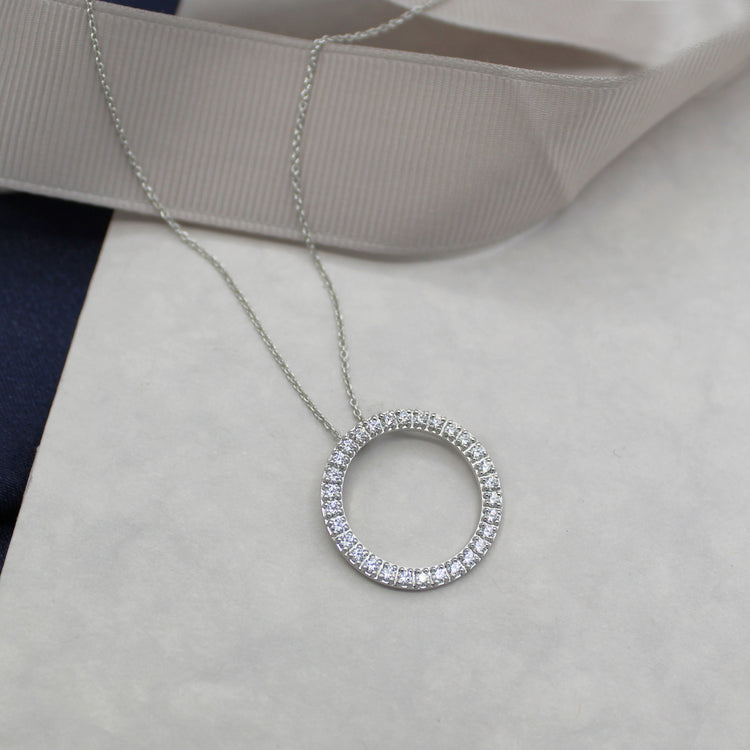 1ct tw Natural Diamond Circle Pendant in Sterling Silver jewelry newyork