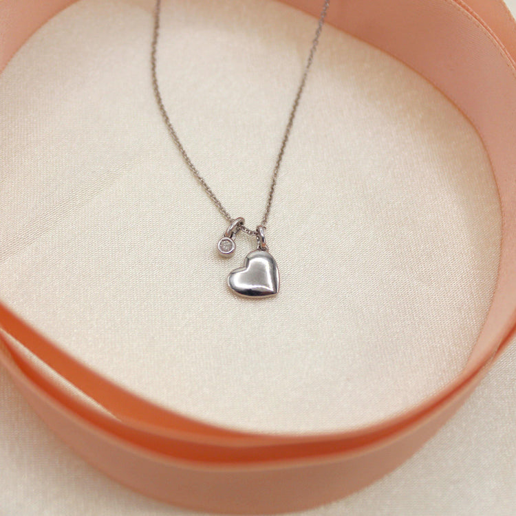 1/20 Carat tw Natural Diamond Puff Floating Heart Shape Pendant Necklace in 925 Sterling Silver - Fifth and Fine