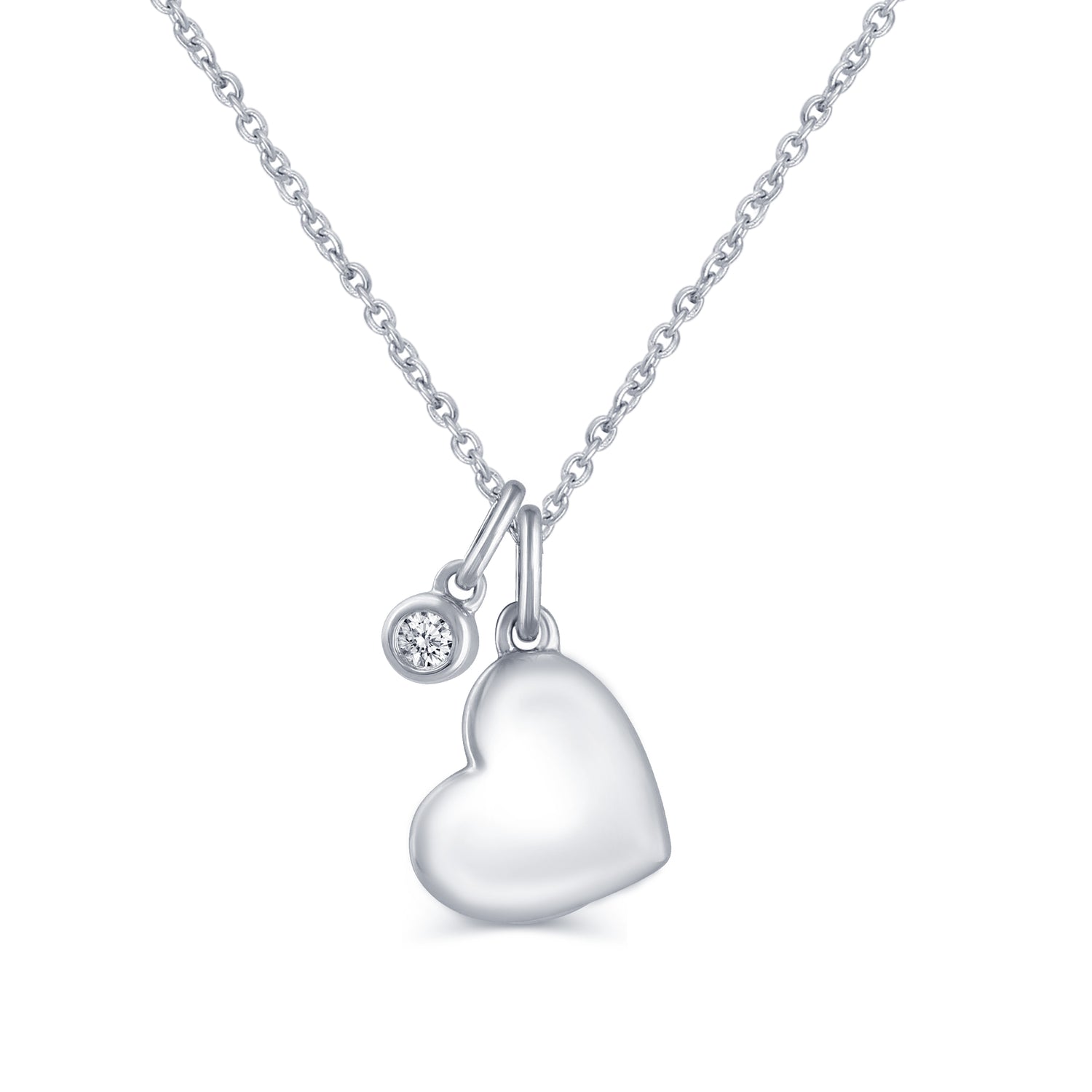 1/20 Carat tw Natural Diamond Puff Floating Heart Shape Pendant Necklace in 925 Sterling Silver fine jewelry gift holiday love birthday