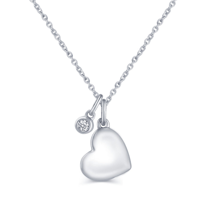 1/20 Carat tw Natural Diamond Puff Floating Heart Shape Pendant Necklace in 925 Sterling Silver fine jewelry gift holiday love birthday