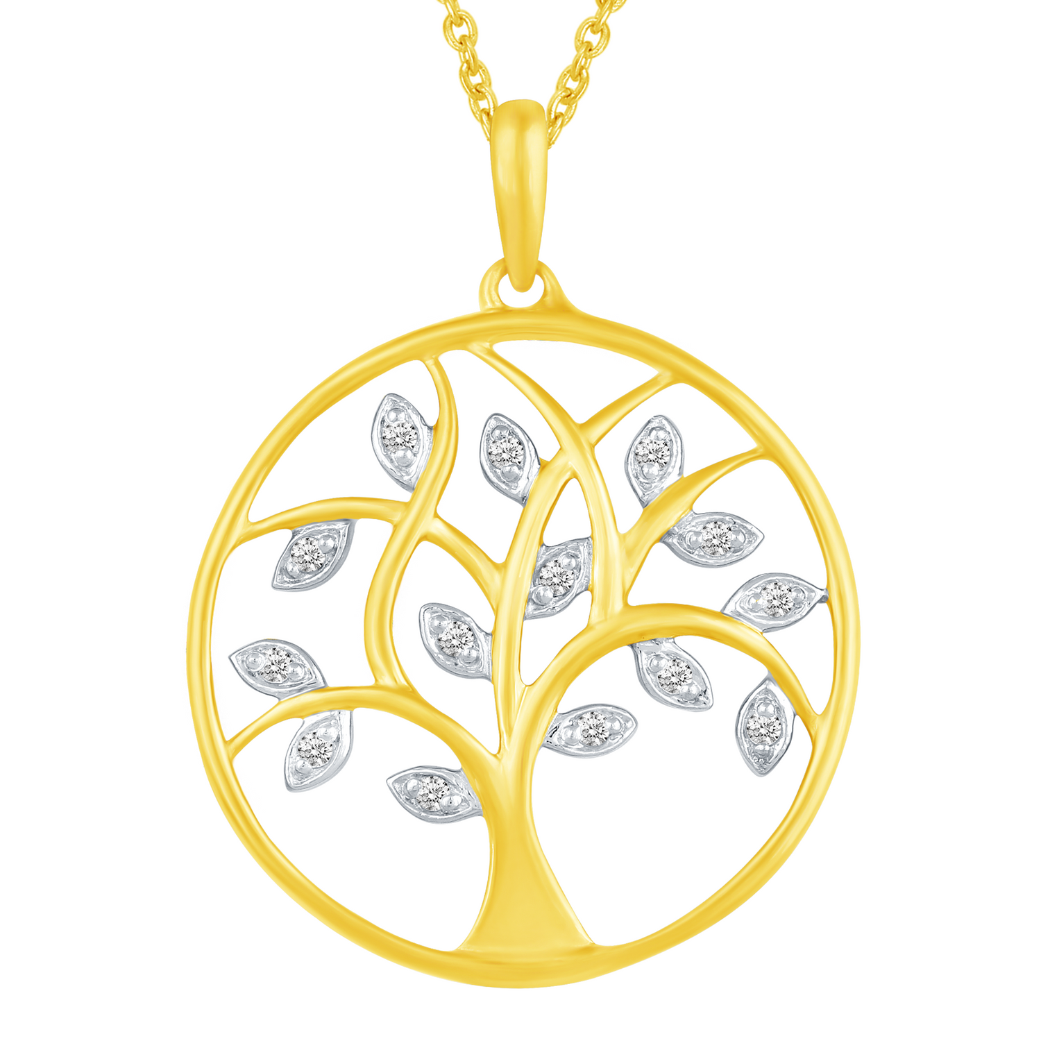 1/20 Ct tw Diamond Round Tree of Life Family Circle Pendant Set in Sterling Silver