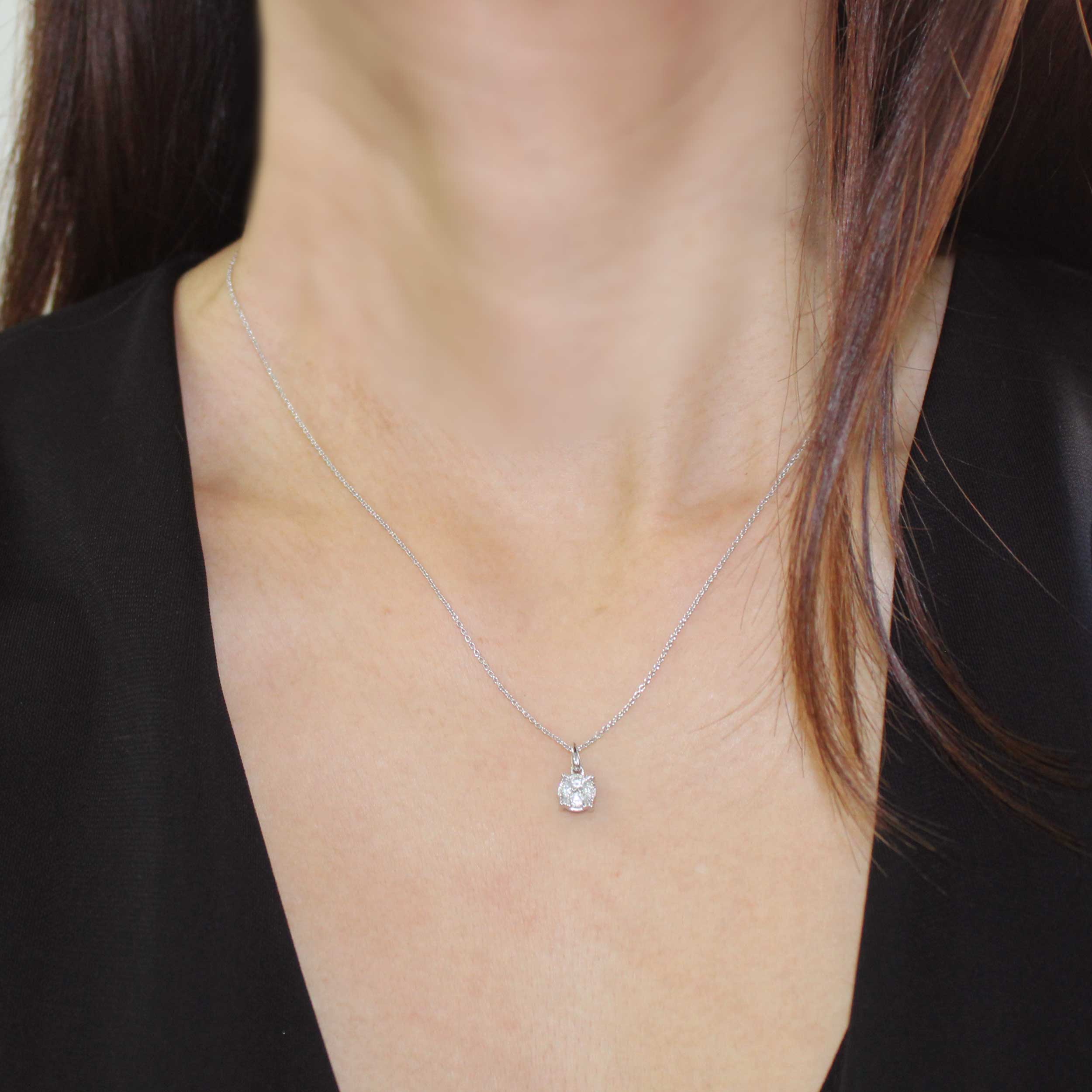 Dainty 1/4 Carat Round Diamond Necklace In Platinum