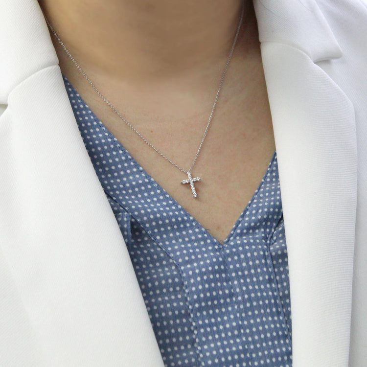 cross natural diamond pendant necklace jewelry newyork