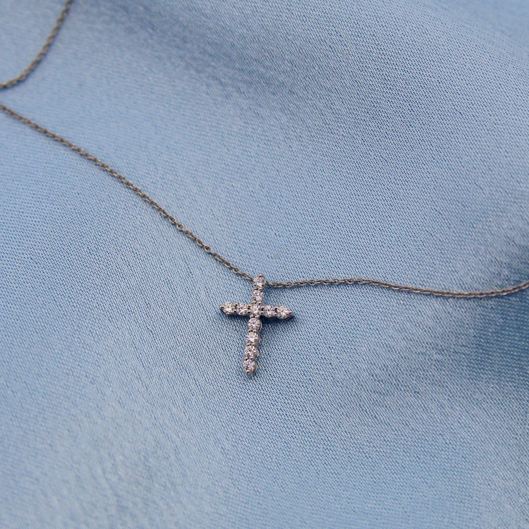 cross natural diamond pendant necklace jewelry newyork
