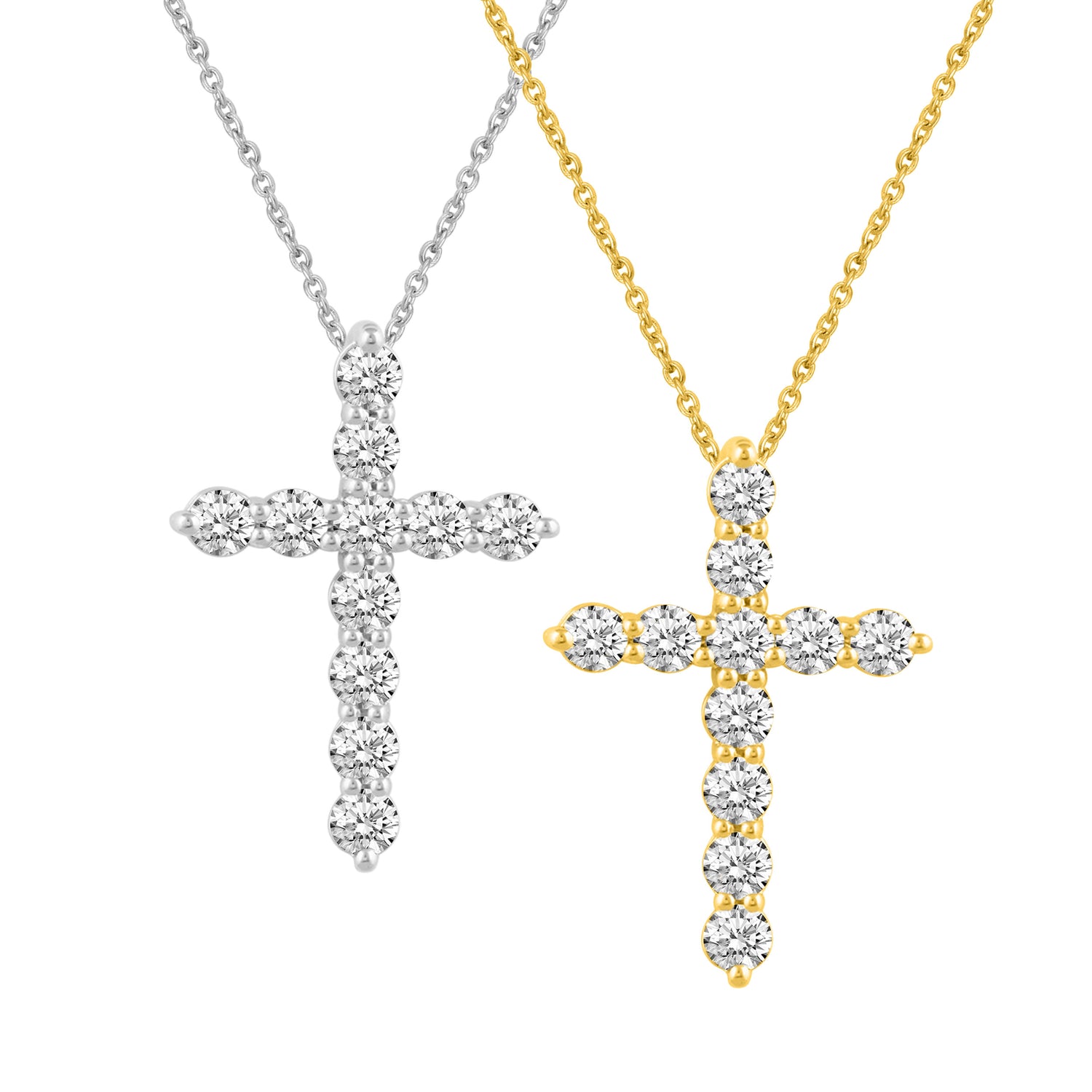 1/2ct tw Diamond Cross Pendant in Sterling Silver yellow gold