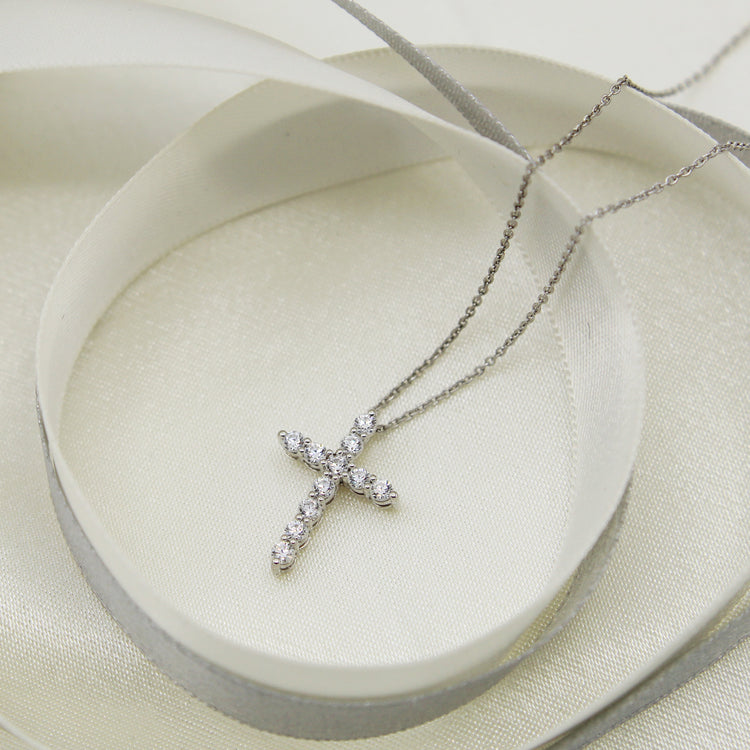 3/4 CTW Diamond Cross Pave Stud Earrings & Pendant set in 925 Sterling Silver