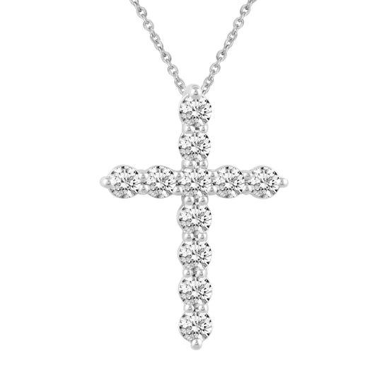 1ct tw Diamond Cross Pendant in Sterling Silver