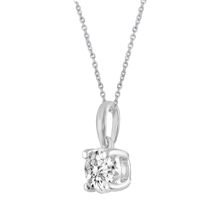 14K Gold 1/5 Carat TW Natural Round (I1-I2 Clarity) Diamond Pendant Necklace in White, Rose or Yellow Gold