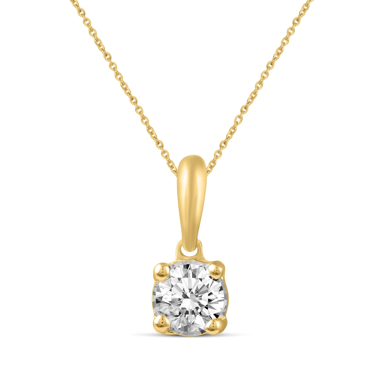 14K Gold 1/5 Carat TW Natural Round (I1-I2 Clarity) Diamond Pendant Necklace in White, Rose or Yellow Gold