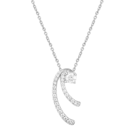 1/3 CT TW Diamond Duo Pave Swirl Pendant Necklace in 925 Sterling Silver