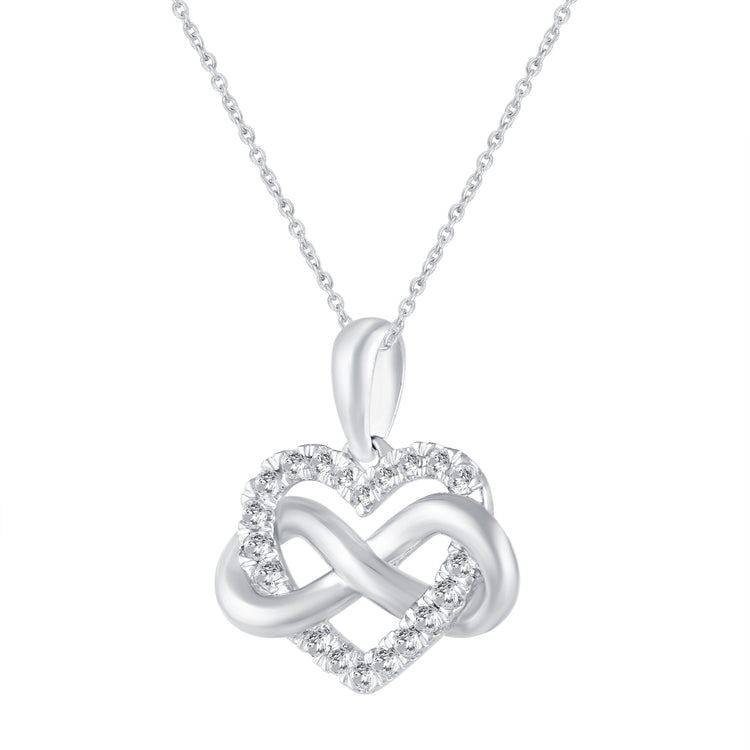 1/6 CT TW Diamond Infinity Heart Love Pendant Necklace in 14K Gold