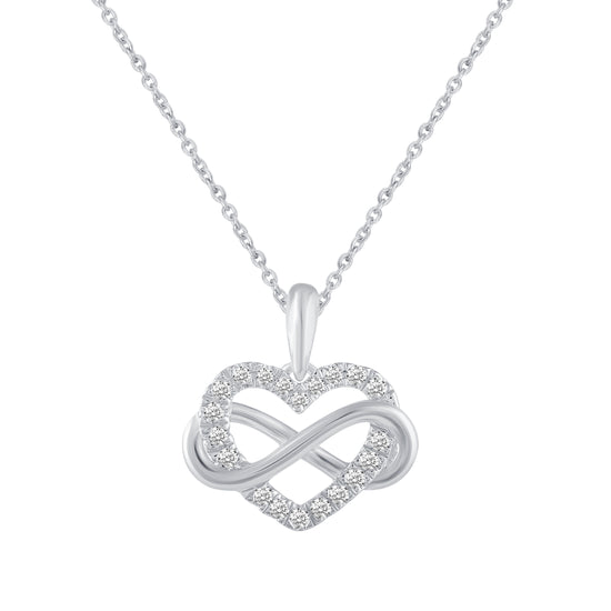 1/6 CT TW Diamond Infinity Heart Love Pendant Necklace in 14K Gold
