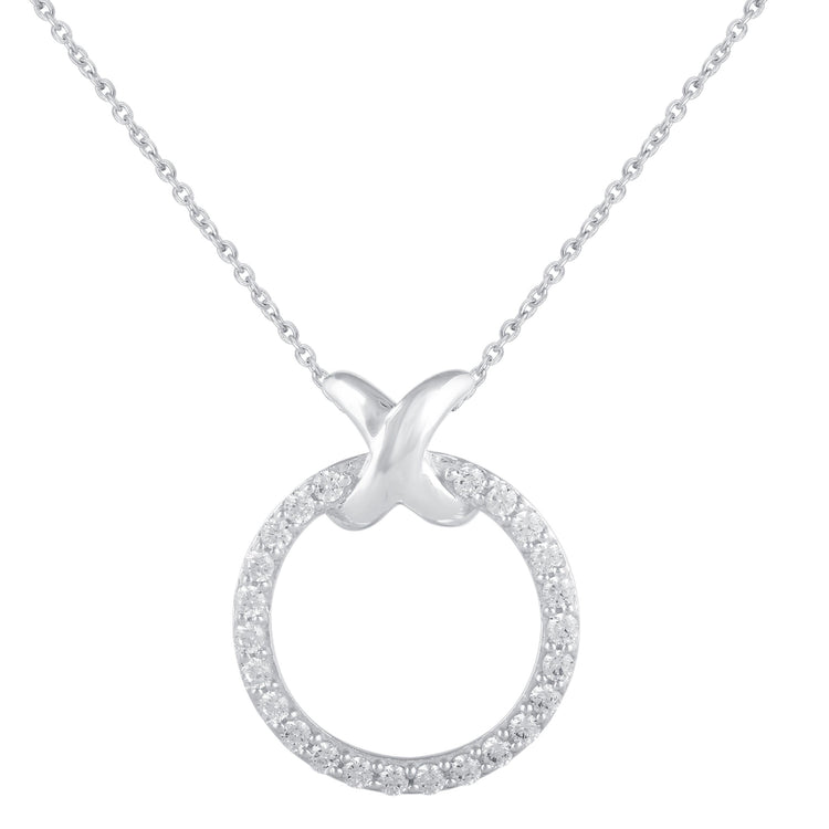 1/5-1/2 Carat T.W. Diamond XO Pendant Necklace set in 925 Sterling Silver