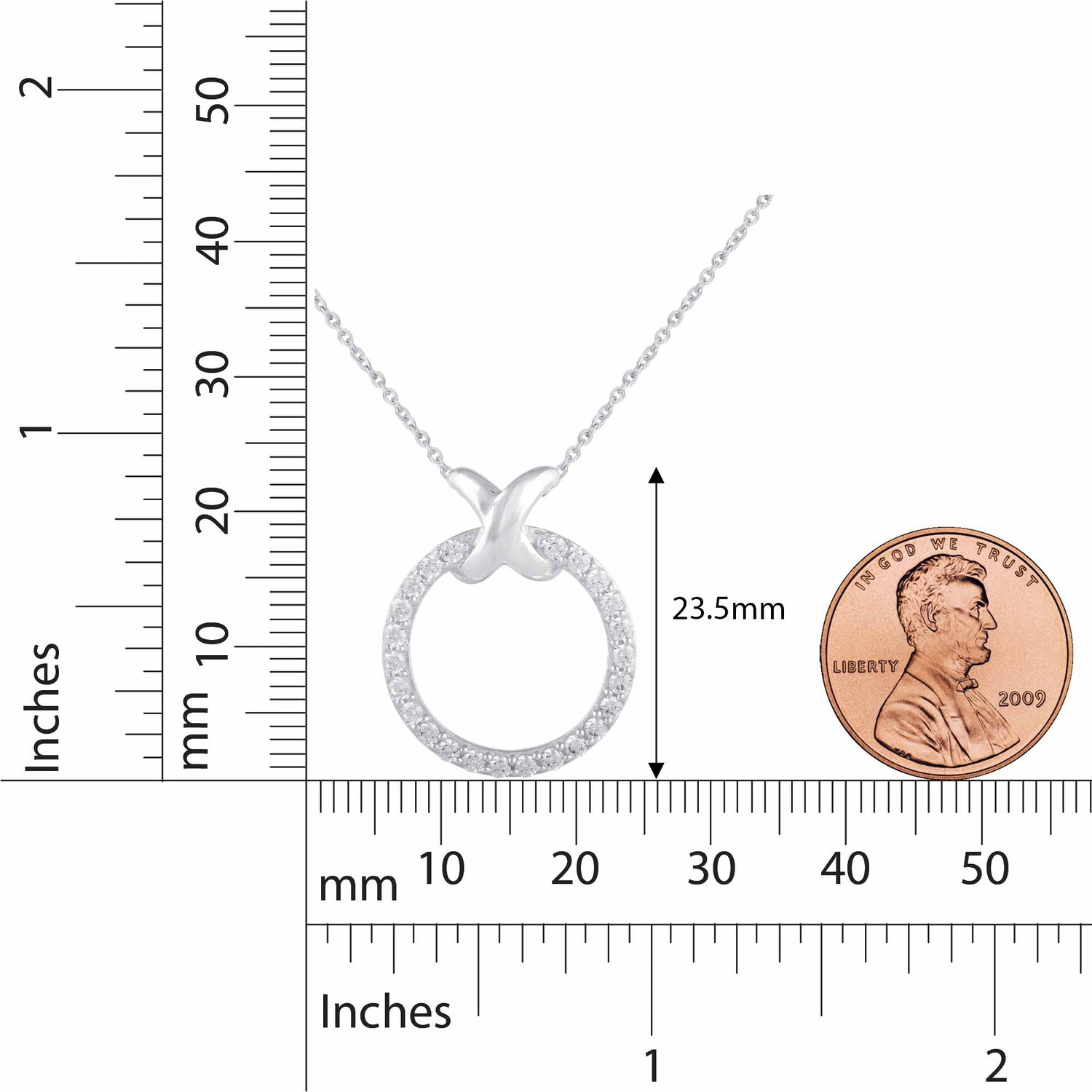 1/5-1/2 Carat T.W. Diamond XO Pendant Necklace set in 925 Sterling Silver