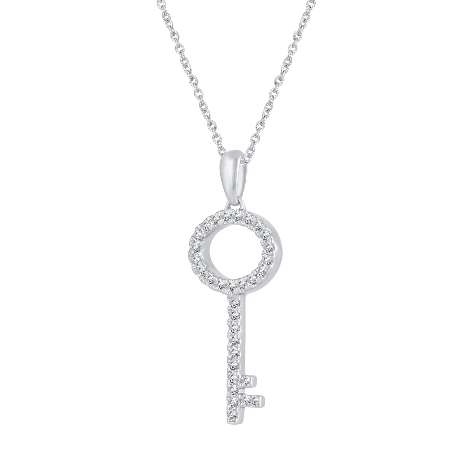 Key To Your Heart 1/4 Cttw Natural Diamond Pendant Necklace set in 925 Sterling Silver