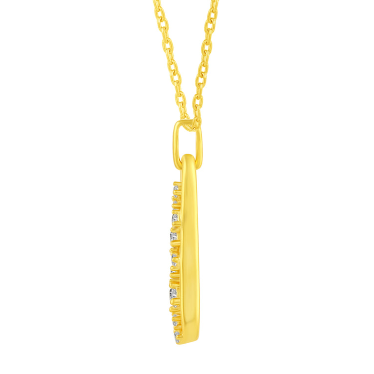 1/4 Ctw (I1-I2 Clarity) Diamond Enchant Galaxy Vertical Bar Pendant Necklace in 925 Sterling Silver Yellow Gold