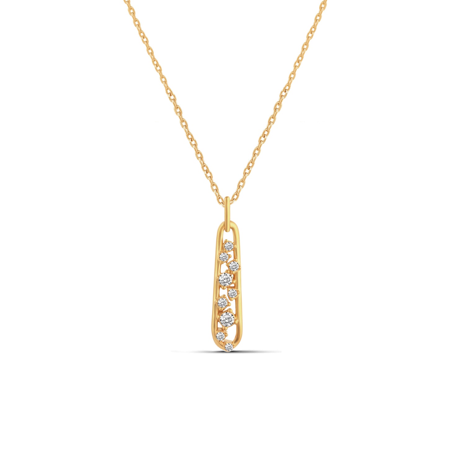 1/4 Ctw (I1-I2 Clarity) Diamond Enchant Galaxy Vertical Bar Pendant Necklace in 925 Sterling Silver Yellow Gold