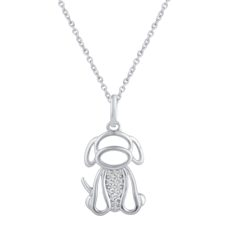 1/20 Ctw Animal Necklace with Natural Round Diamonds Set in 925 Sterling Silver dog cat bear owl panda kitty bunny rabbit pendant fine jewelry holiday birthday gift