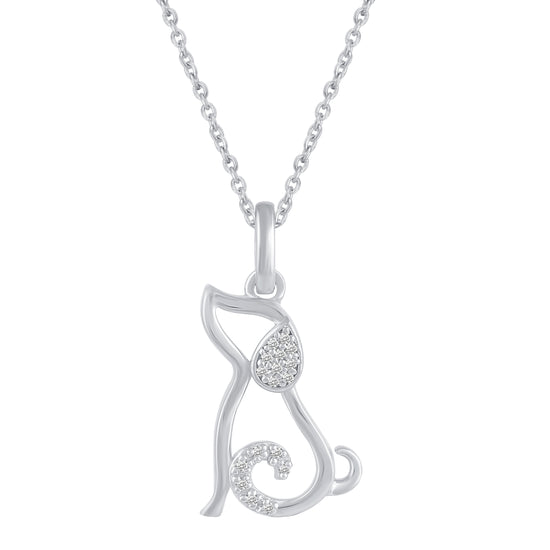 1/20 Ctw Dog Puppy Pendant Necklace with Natural Round Diamonds Set in 925 Sterling Silver birthday holiday valentine gift