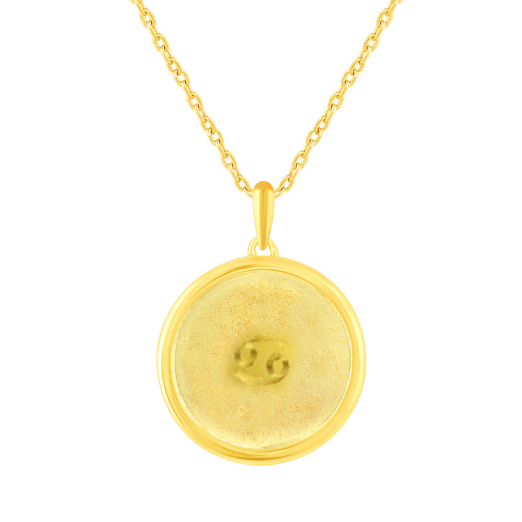 1/20 Cttw Diamond Cancer Zodiac Pendant Necklace set in 925 Sterling Silver 14K Yellow Gold Plating