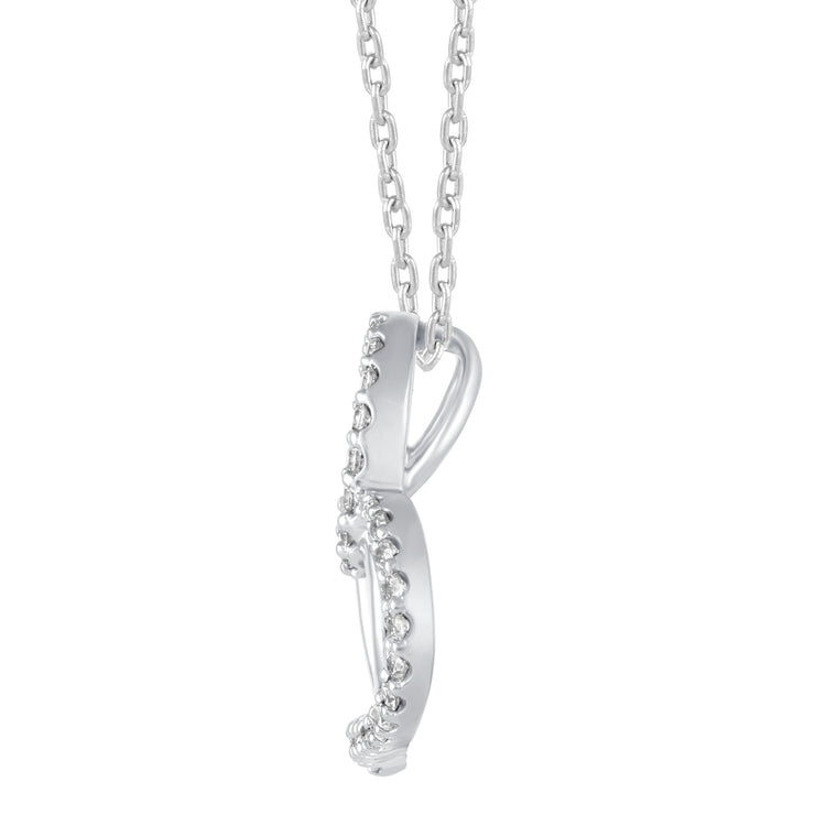 1/2 Cttw Diamond Double Swirl Open Heart Pendant Necklace set in 925 Sterling Silver