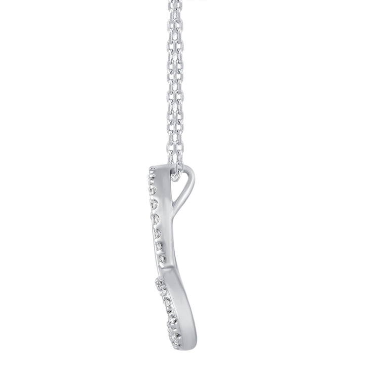 1/4 Cttw Diamond Swirl Open Heart Pendant Necklace set in 925 Sterling Silver